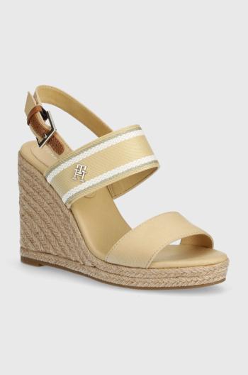 Sandály Tommy Hilfiger WEBBING HIGH WEDGE SANDAL béžová barva, FW0FW08045