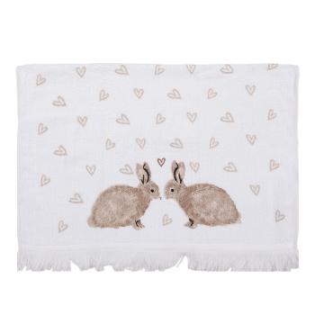 Bílý froté kuchyňský ručník s králíčky a srdíčky Bunnies in Love - 40*66 cm CTBSLC2