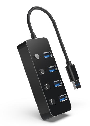 USB hub Gembird, 4-port USB 3.1 (Gen 1) hub s vypínači