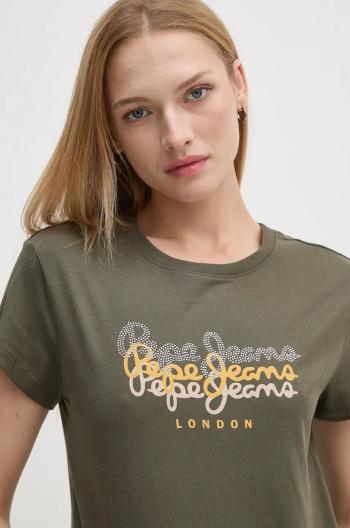 Bavlněné tričko Pepe Jeans GALEY zelená barva, PL505941