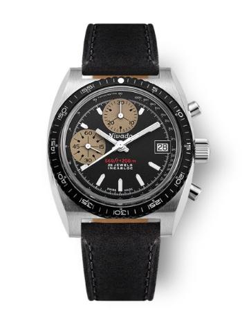 Nivada Grenchen Chronosport White Automatic - Black Leather