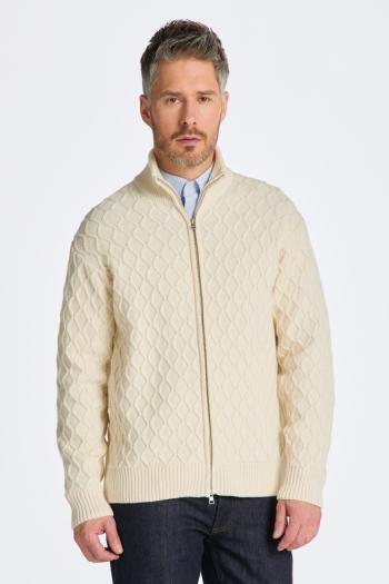 SVETR GANT CABLE ZIP CARDIGAN CREAM