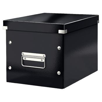 Fekete fedeles karton tárolódoboz 26x26x24 cm Click&Store – Leitz