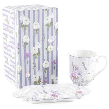 Home Elements Porcelánový hrnek 360 ml s podtáckem, Levandule (LAVENDER0056)