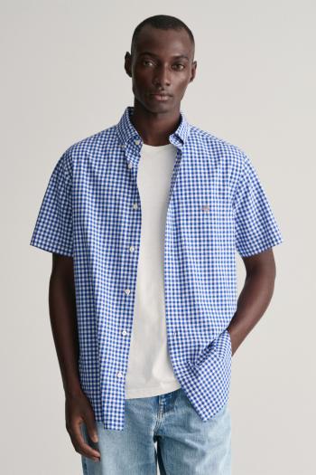 KOŠILE GANT REG POPLIN GINGHAM SS SHIRT COLLEGE BLUE