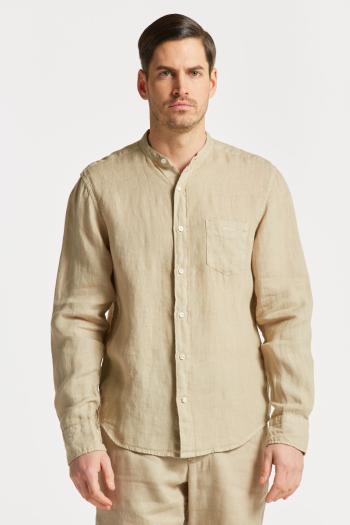 KOŠILE GANT REG UT GMNT DYED LINEN BAND SHIRT CONCRETE BEIGE