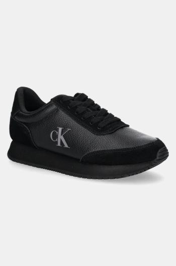 Kožené sneakers boty Calvin Klein Jeans RUNNER LACEUP LOW MIX MG černá barva, YW0YW01798