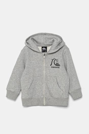 Dětská mikina Quiksilver GRAPHIC ZIP HOODIE šedá barva, s kapucí, melanžová, AQKFT03047