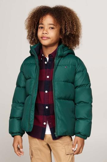 Dětská bunda Tommy Hilfiger zelená barva, KB0KB08341