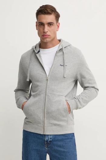 Bavlněná mikina Pepe Jeans NEW JOE ZIP pánská, šedá barva, s kapucí, s aplikací, PM582717