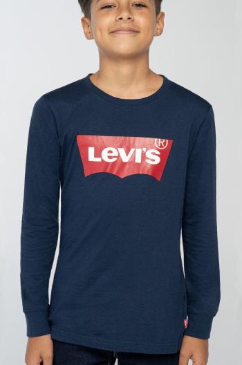 Dětské tričko s dlouhým rukávem Levi's tmavomodrá barva, s potiskem