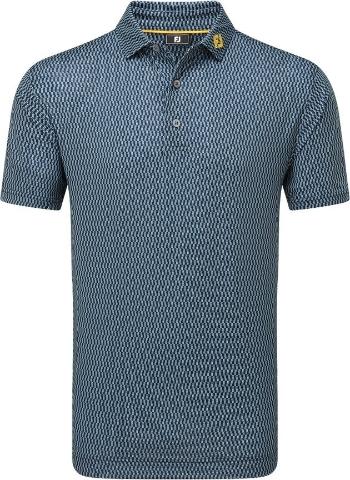 Footjoy Wiggle Print Lisle Mens Navy/Grey/White M Polo košile