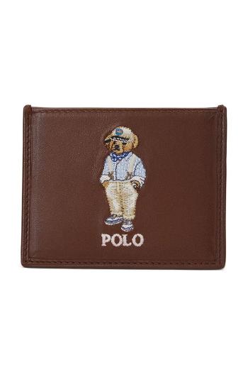 Kožená peněženka Polo Ralph Lauren hnědá barva, 405952097