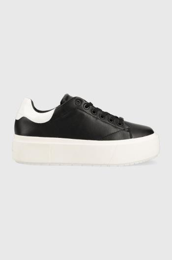 Kožené sneakers boty Calvin Klein SQUARED FLATFORM CUP černá barva, HW0HW01775