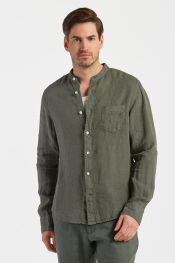 KOŠILE GANT REG UT GMNT DYED LINEN BAND SHIRT GREEN ASH