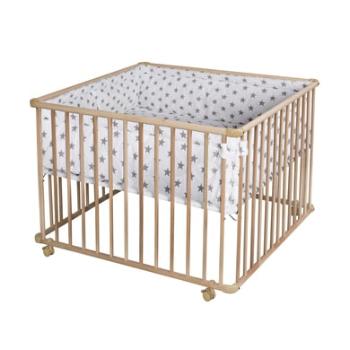 Schardt Playpen Základní přírodní 100 x 100 cm Velké hvězdy šedé včetně vložky