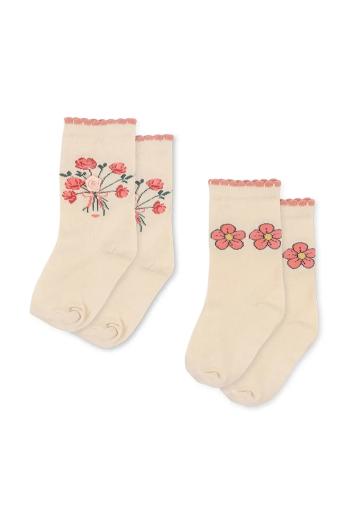 Detské ponožky Konges Sløjd 2 PACK ROSE SOCKS 2-pak béžová farba, KS103383