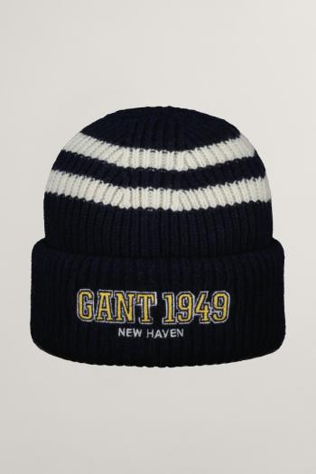 ČEPICE GANT STRIPED KNITTED BEANIE EVENING BLUE