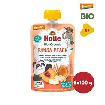 HOLLE Panda Peach  BIO broskev meruňka banan špalda 6× 100 g (7640161877092)