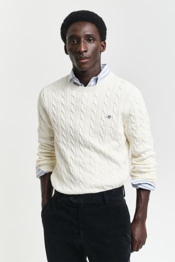 SVETR GANT COTTON CABLE C-NECK CREAM