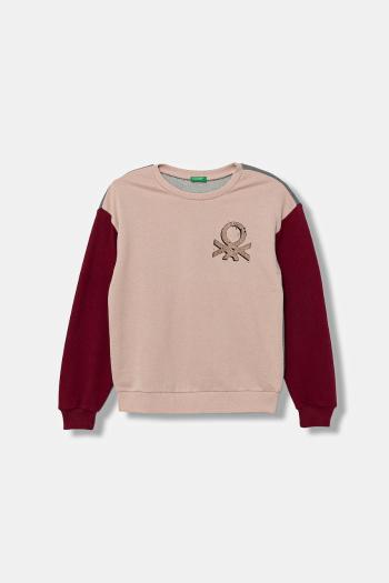 Detská bavlnená mikina United Colors of Benetton ružová farba, vzorovaná, 3J68C10Q0