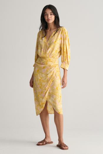 ŠATY GANT REG MAGNOLIA PRINT WRAP DRESS DUSTY YELLOW