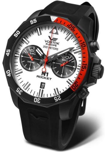 Vostok Europe N-1 Rocket Chrono Line 6S21-225C620S - Černý silikonový řemínek