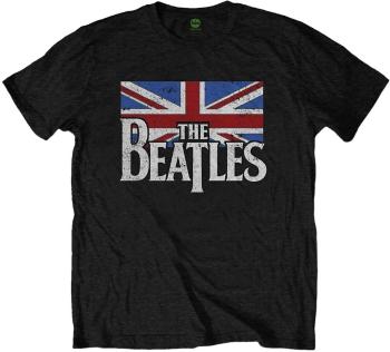 The Beatles Tričko Drop T Logo & Vintage Flag Unisex Black M