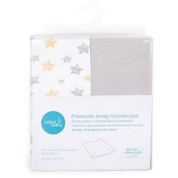 CEBA Potah na přebalovací podložku 50 × 70 – 80 cm 2 ks - Light Grey+Yellow Stars (5907672330136)