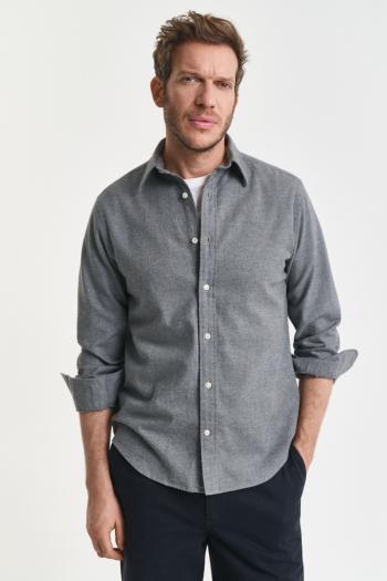 ING GANT REG FLANNEL MELANGE SHIRT DARK GREY MELANGE