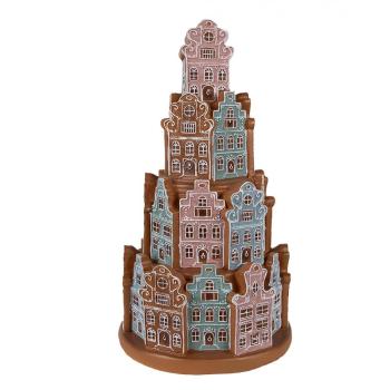 Svítící perníková věž z barevných chaloupek Gingerbread House - Ø 18*33 cm / 3*AAA 6PR4350