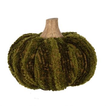 Tmavě zelená látková dekorace dýně Pumpkin M - Ø 12*10 cm 65442