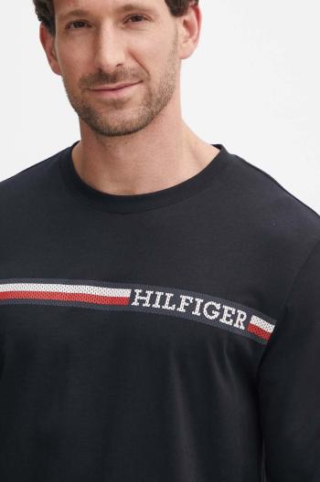 Bavlněné tričko s dlouhým rukávem Tommy Hilfiger černá barva, s potiskem, MW0MW36740