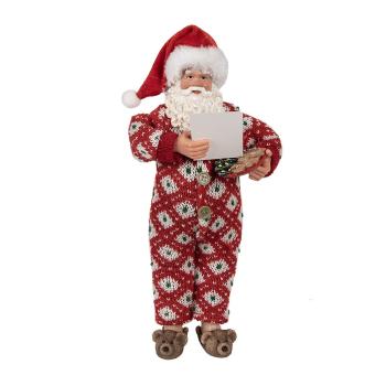 Vánoční dekorace taťka Santa Claus v overalu s bačkorkama - 16*8*28 cm 65230