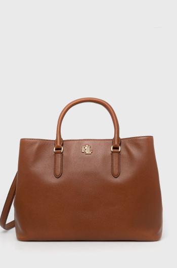 Kožená kabelka Lauren Ralph Lauren hnědá barva, 431876724005