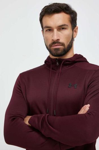 Tepláková mikina Under Armour vínová barva, s kapucí