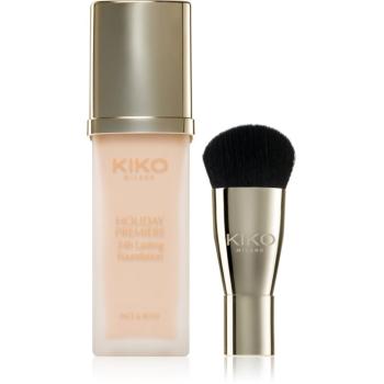 KIKO Milano Holiday Première 24h Lasting Foundation voděodolný tekutý make-up se štětcem odstín 01 Porcelain 28 ml