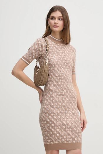 Šaty Guess béžová farba, mini, priliehavé