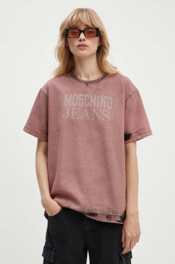 Džínové tričko Moschino Jeans růžová barva, 0212.8222