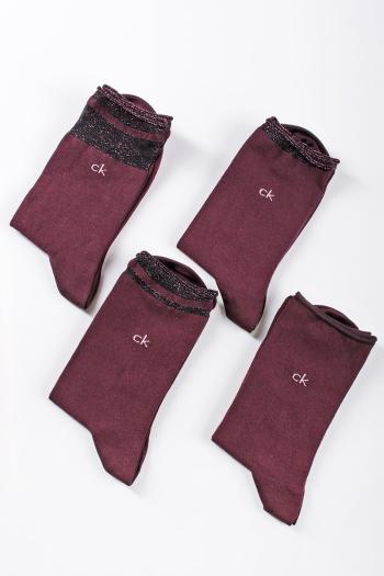 Tmavě bordové ponožky CK Women Sock 4P Lurex Holiday Pack - čtyřbalení