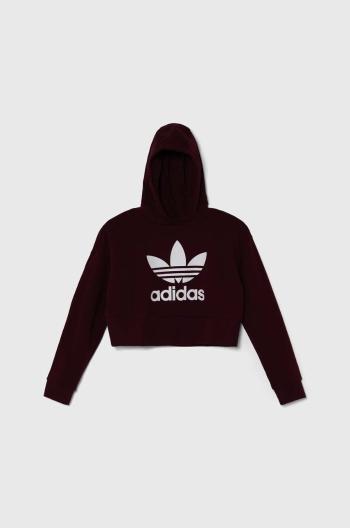 Dětská mikina adidas Originals vínová barva, s kapucí, s potiskem