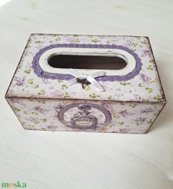 Lila virágos Kozmetikai doboz, zsebkendő doboz,