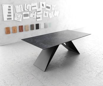 Jídelní stůl Edge 200x100cm Laminam® keramika šedá podnož ve