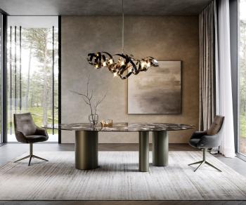 Jídelní stůl Edge Oval 280x130 keramika Iris FMG Agatablack