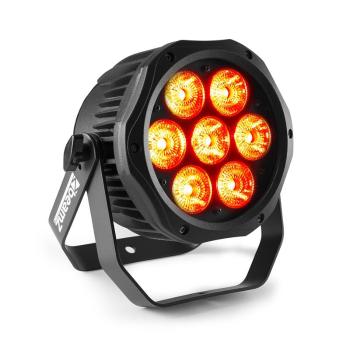 Beamz Professional BWA410, LED PAR, 7x10 W, 4v1 LED diody, RGBW, vodotěsný, černý