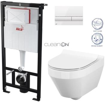 ALCADRAIN Sádromodul předstěnový instalační systém s bílým tlačítkem M1710 + WC CERSANIT CLEANON CREA OVÁL + SEDÁTKO AM101/1120 M1710 CR1