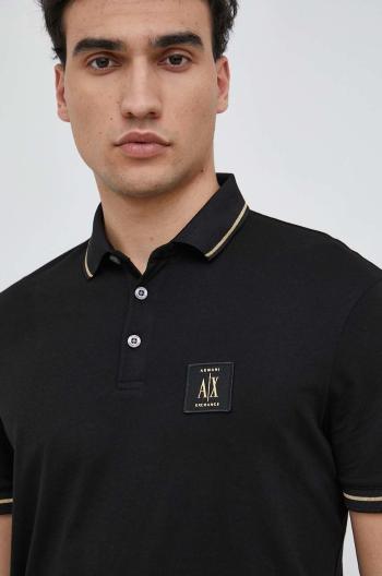 Bavlněné polo tričko Armani Exchange černá barva, s aplikací, 8NZFPQ ZJH4Z NOS