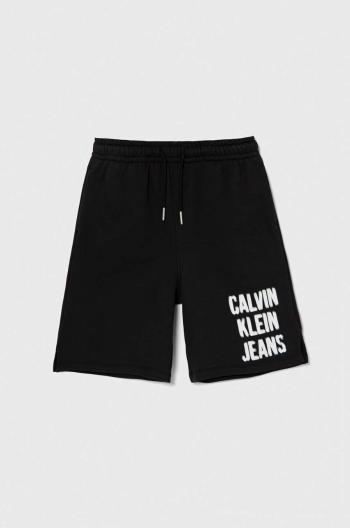 Dětské kraťasy Calvin Klein Jeans černá barva, nastavitelný pas