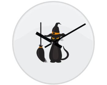 Hodiny skleněné Cat witch