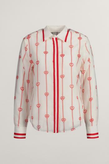 KOŠILE GANT REG MONOGRAM HEART CTN SILK SHIRT CREAM